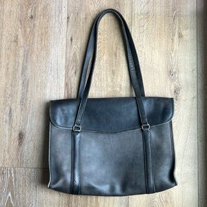Coach Gray/Black Leather Envelope Tote Bag